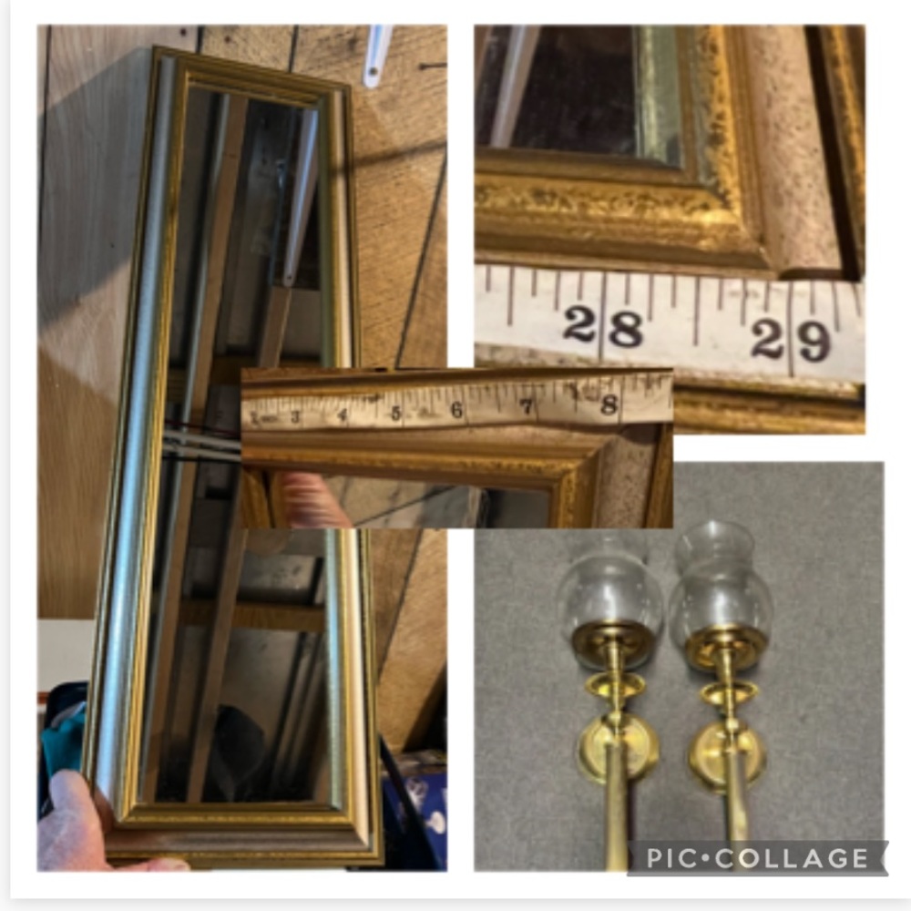 Vintage Home Interior candle holders with glass globes and mirror